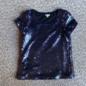 Anthropologie Liefsdottir Navy/Charcoal Sequin Top, size XS